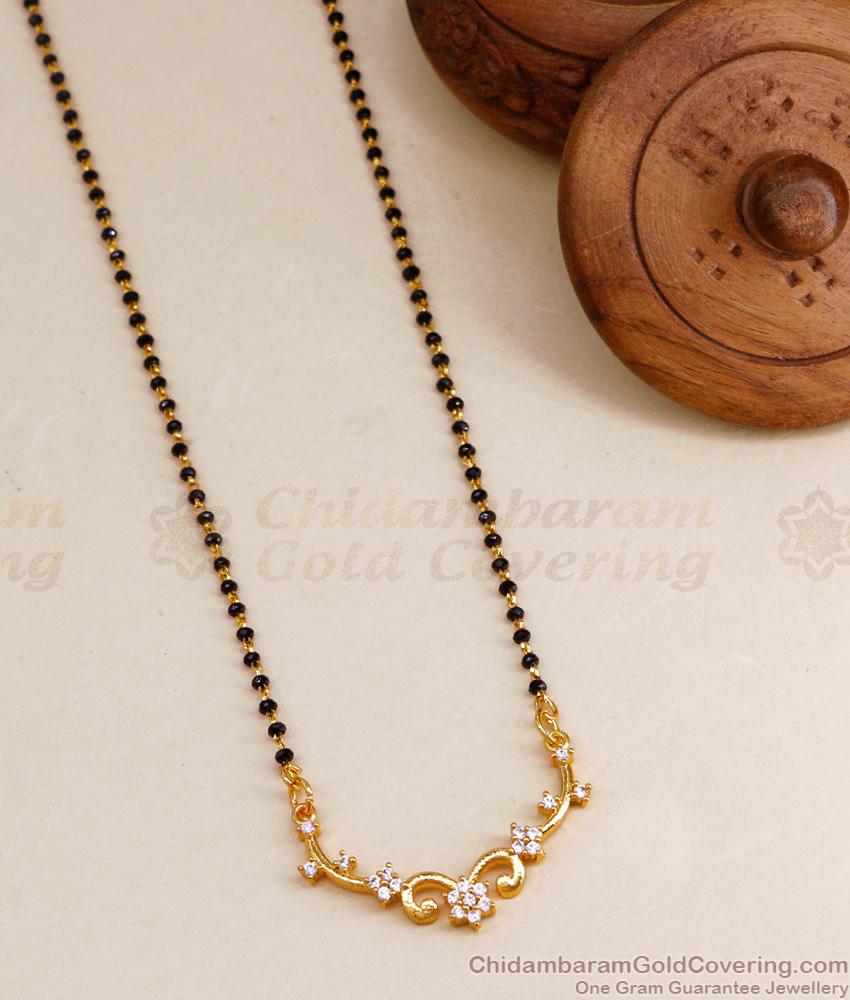 Simple Design Gold Plated Mangalsutra White Stone Pendant BGDR1212