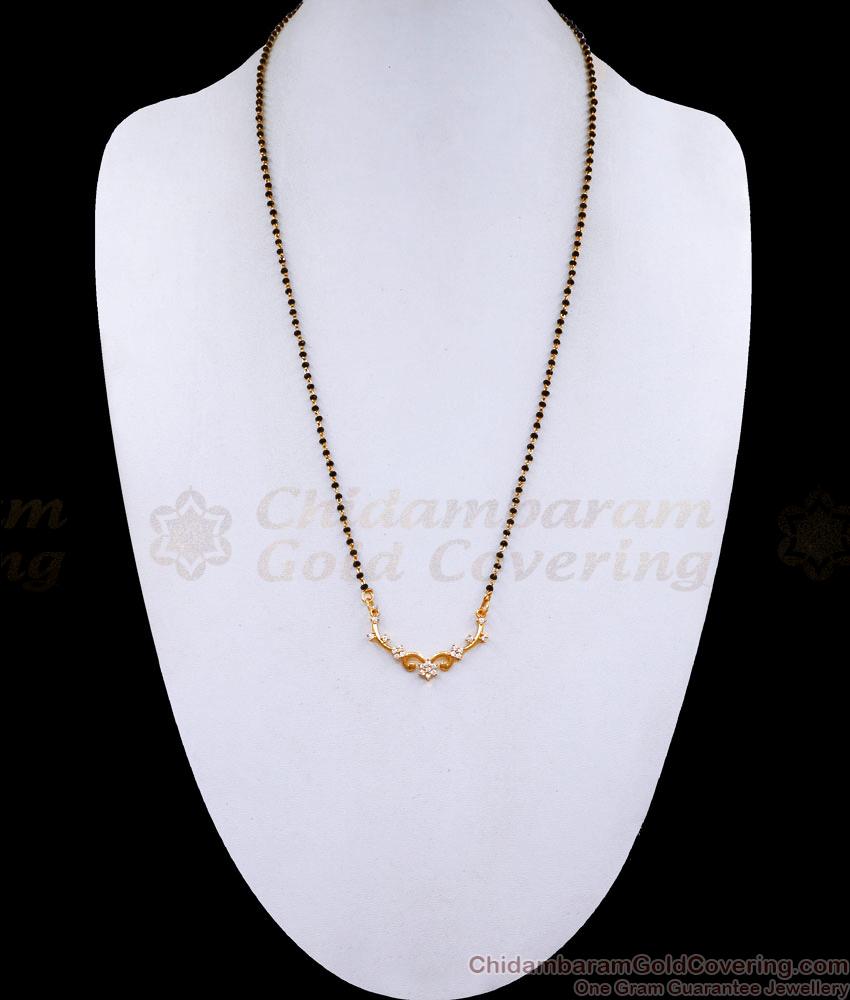 Simple Design Gold Plated Mangalsutra White Stone Pendant BGDR1212