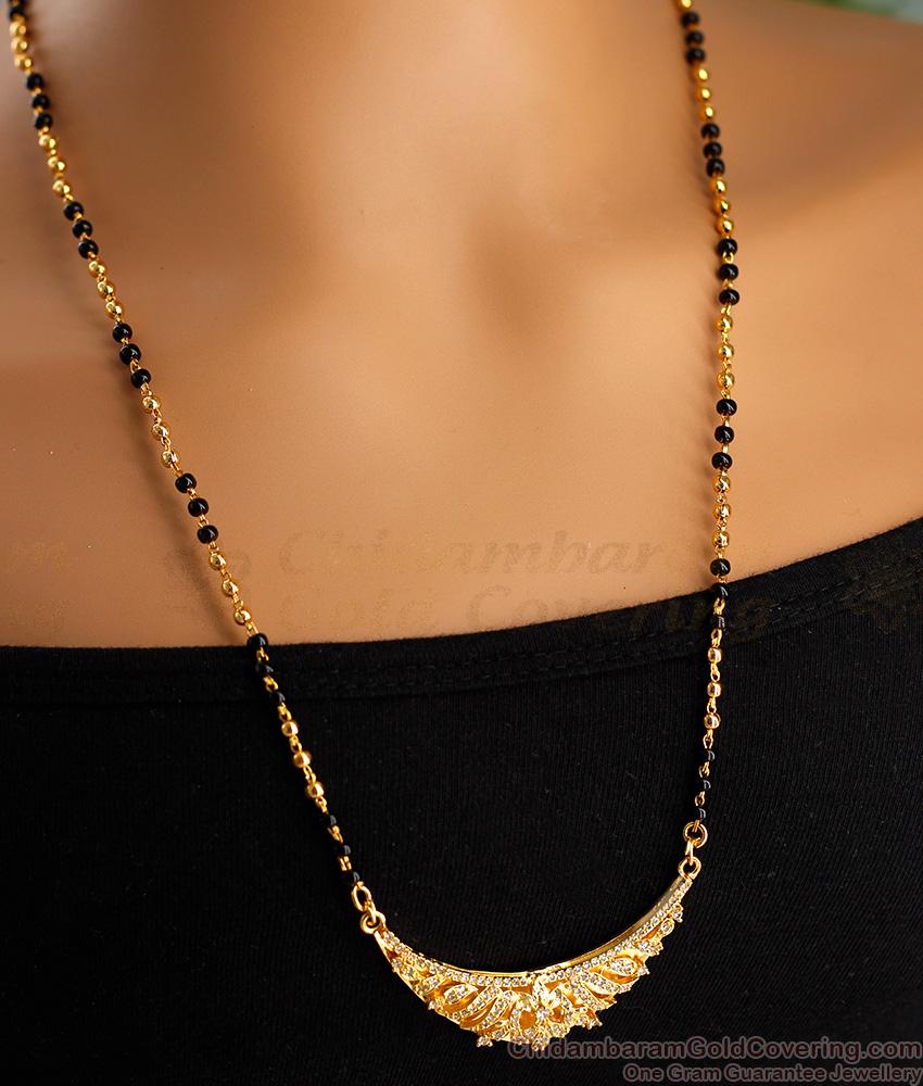 Sparkling Big Diamond Pendant Modern Mangalsutra Gold Plated Jewelry BGDR1219