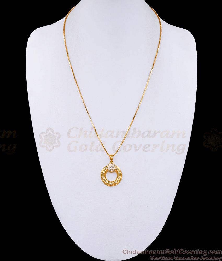 Beautiful American Diamond Pendant With Long Gold Chain BGDR1221