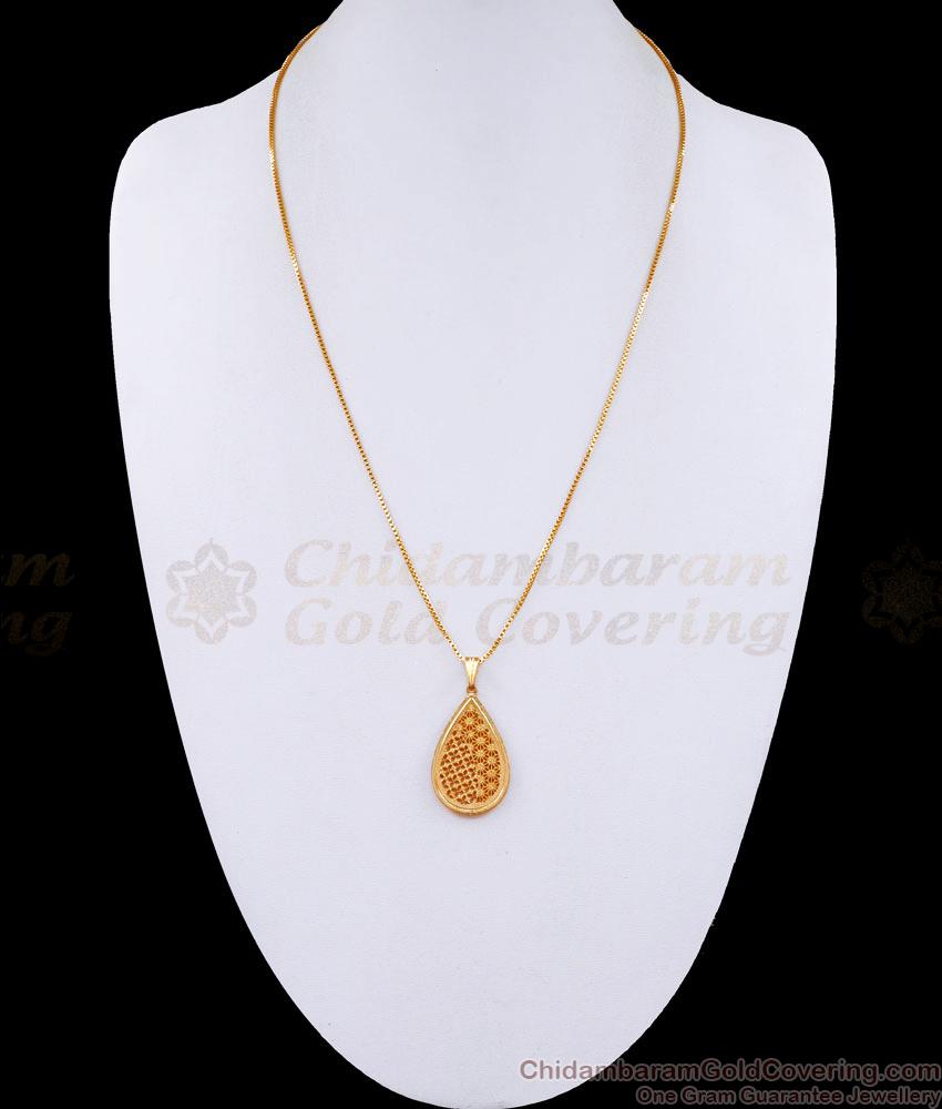 One Gram Gold Cutwork Design Pendant With Long Chain BGDR1224