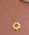 Trendy Medium Size Flower Ruby Pendant Gold Plated Long Chain BGDR1226