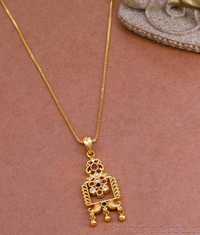 Traditional Daily Use Gold Imitation Stone Pendant Chain BGDR1227