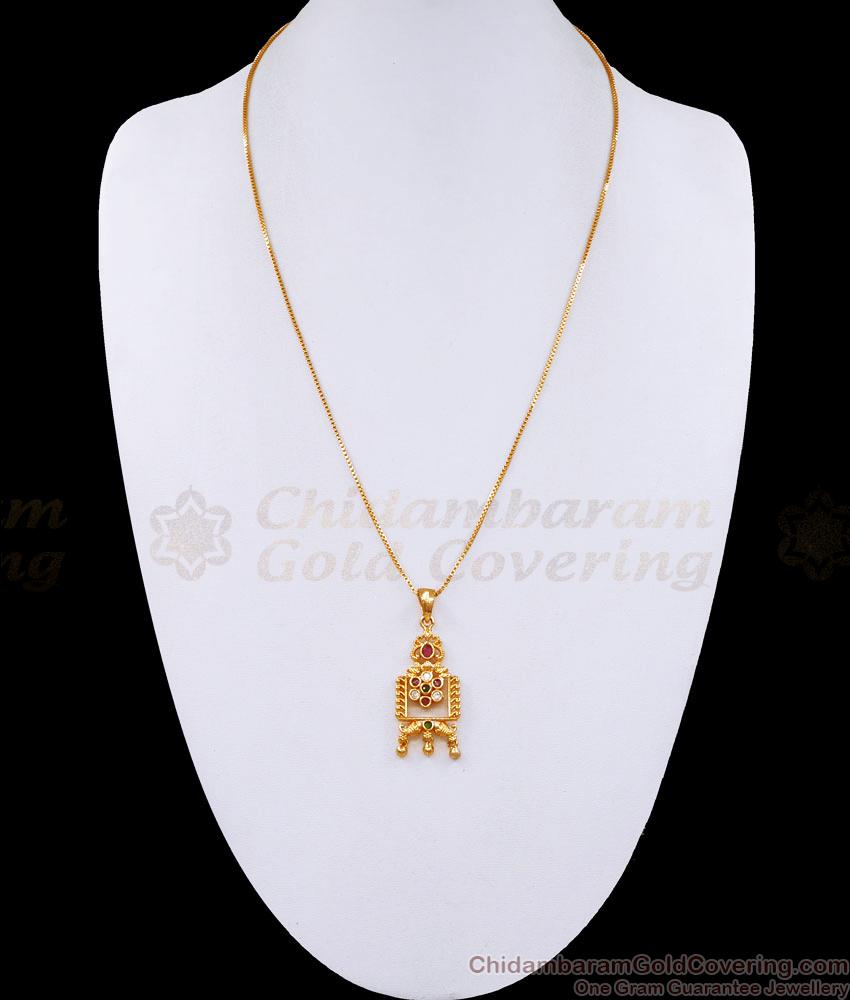 Traditional Daily Use Gold Imitation Stone Pendant Chain BGDR1227