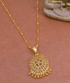 Simple 22K Gold Floral Pendant With Beaded Long Chain BGDR1231