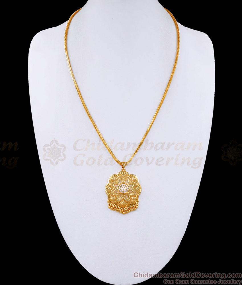 Buy Latest 1 Gram Gold Diamond Pendant Floral Design With Chain BGDR1233