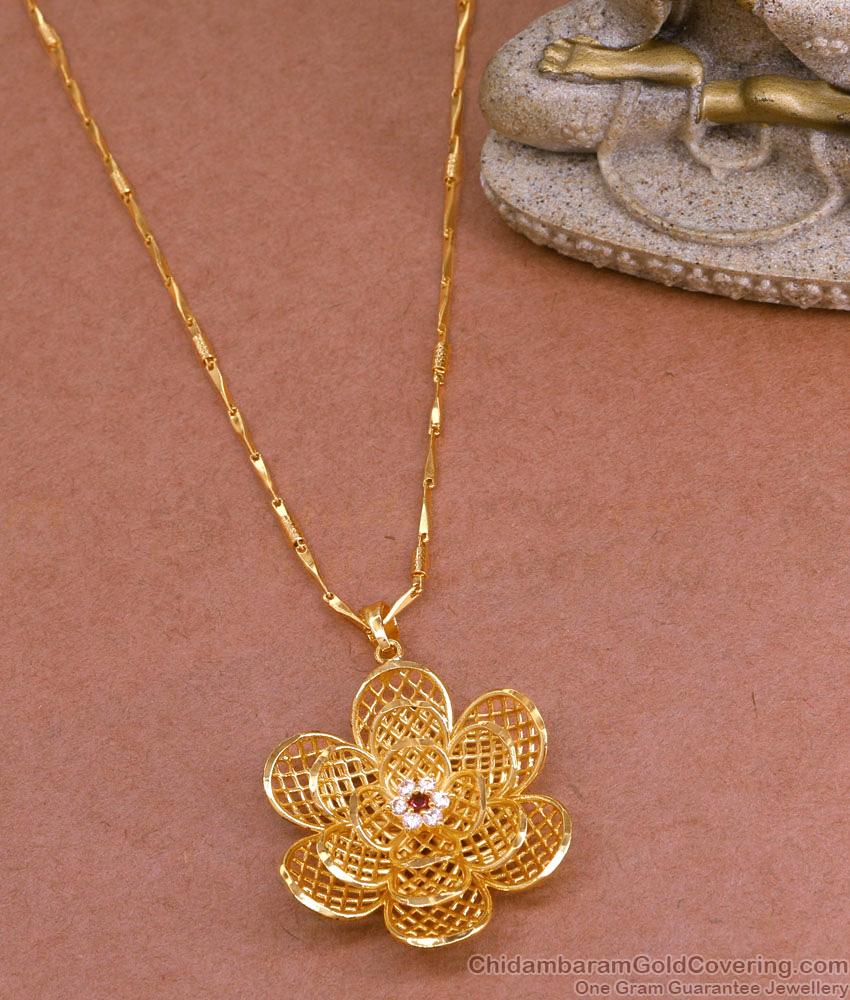 Trendy 3D Layer Floral Gold Pendant Chain For College Girls BGDR1237