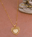 Attractive Heart Shaped White Stone Pendant With Long Chain BGDR1238