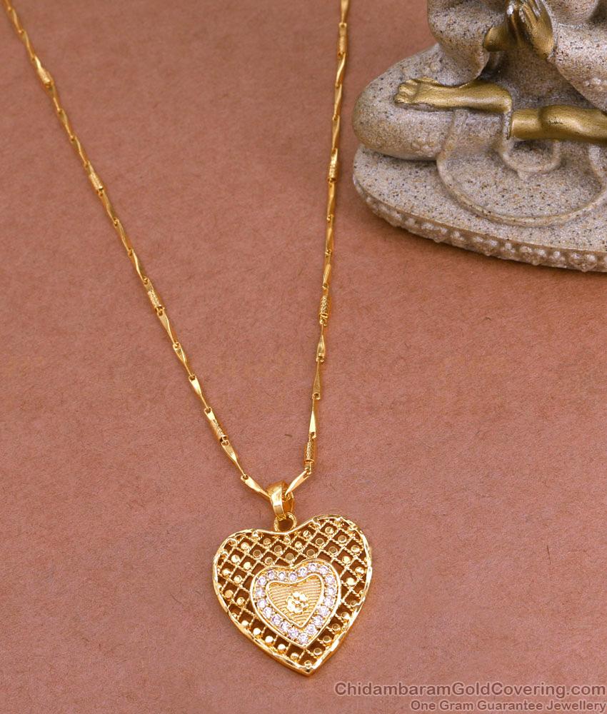 Attractive Heart Shaped White Stone Pendant With Long Chain BGDR1238