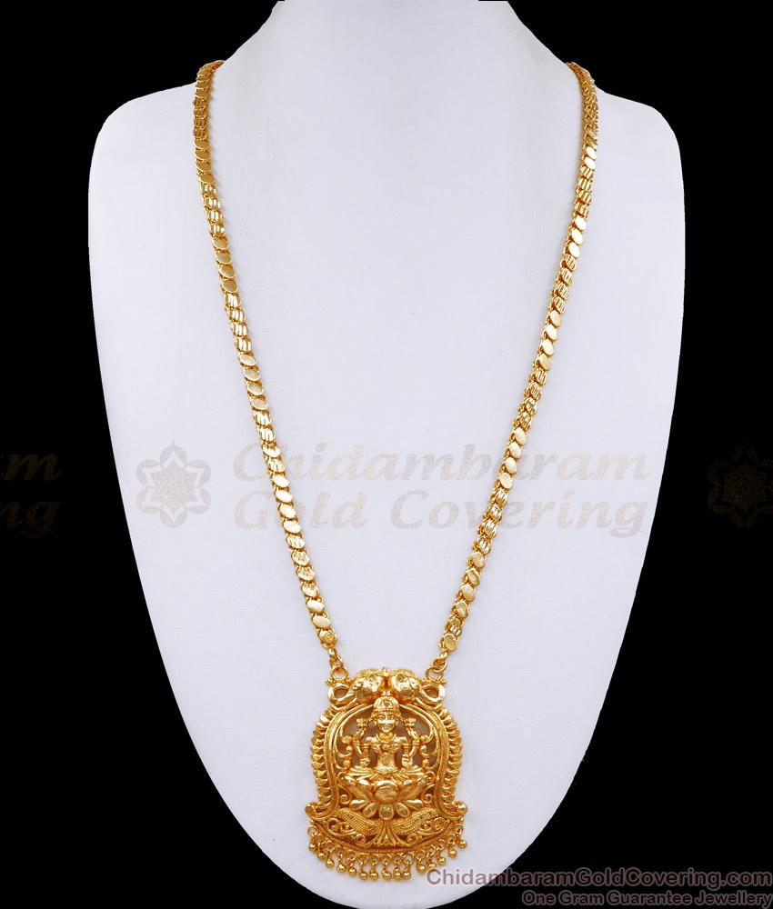 30 Inch Long Traditional Gaja Lakshmi Dollar One Gram Gold Chain For Women BGDR1243-Lg