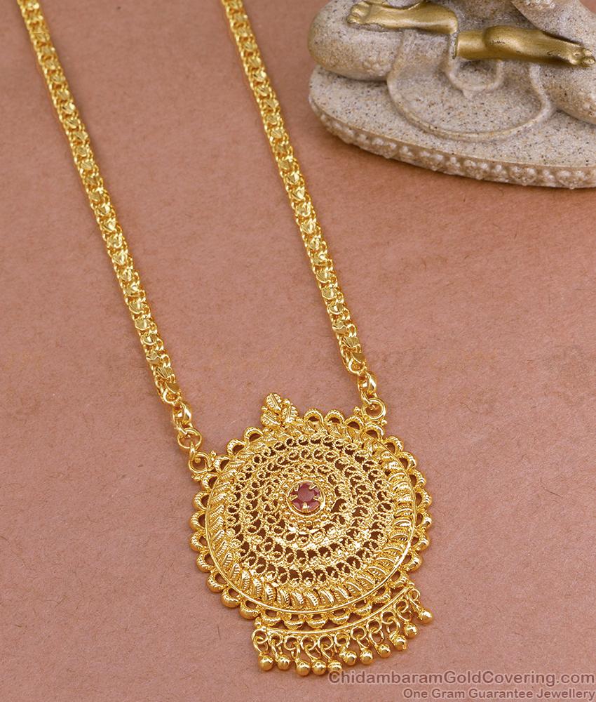 30 Inch Long Real Gold Look Ruby Stone Floral Dollar Chain With Price Online BGDR1248-Lg