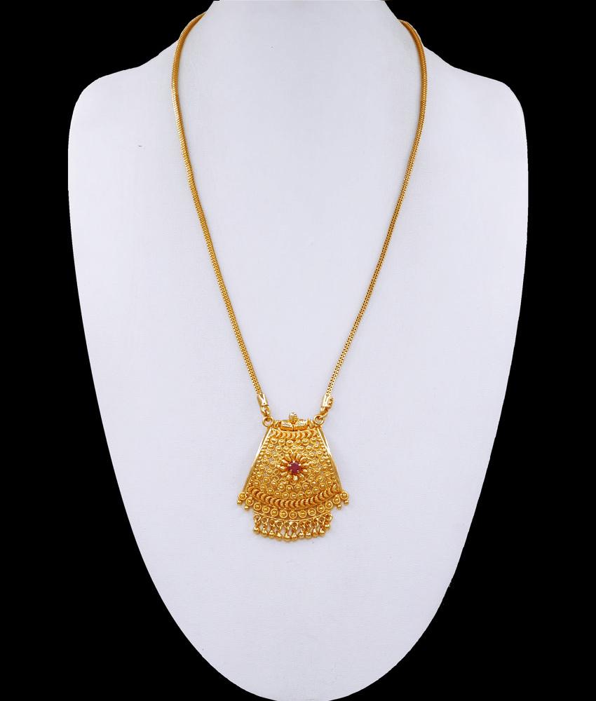 Unique Single Ruby Stone Gold Imitation Dollar With Snake Chain BGDR1260