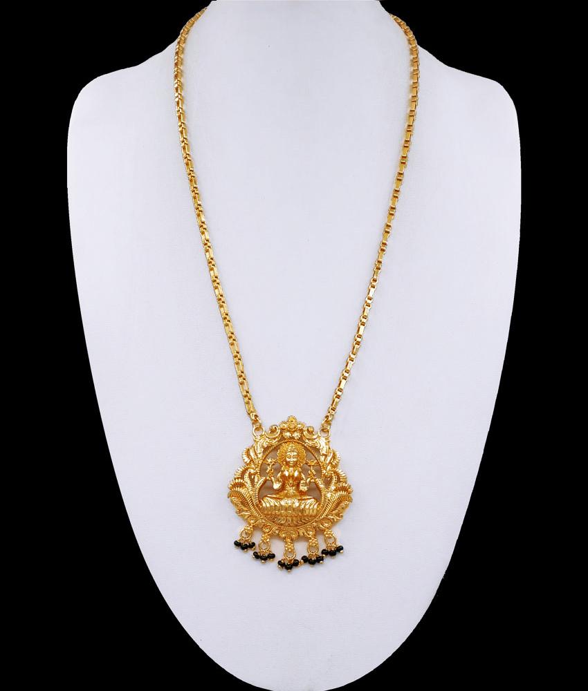 One Gram Gold Lakshmi Dollar Black Beads Design With Wheat Chain BGDR1261