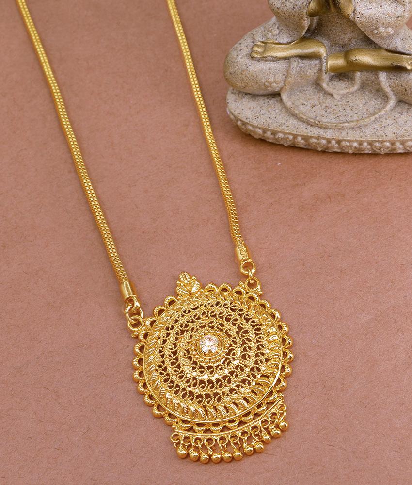 New Model 1 Gram Gold Floral Dollar Chain White Stone Traditional Design BGDR1263