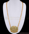 30 Inch Long Goddess Lakshmi Impon Dollar Chain With Green Stones BGDR1268-Lg