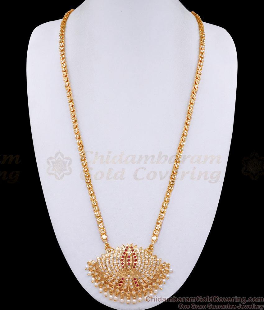 30 Inch Long Big Impon Lotus Dollar Chain Hanging Pearl Jewelry BGDR1270-Lg