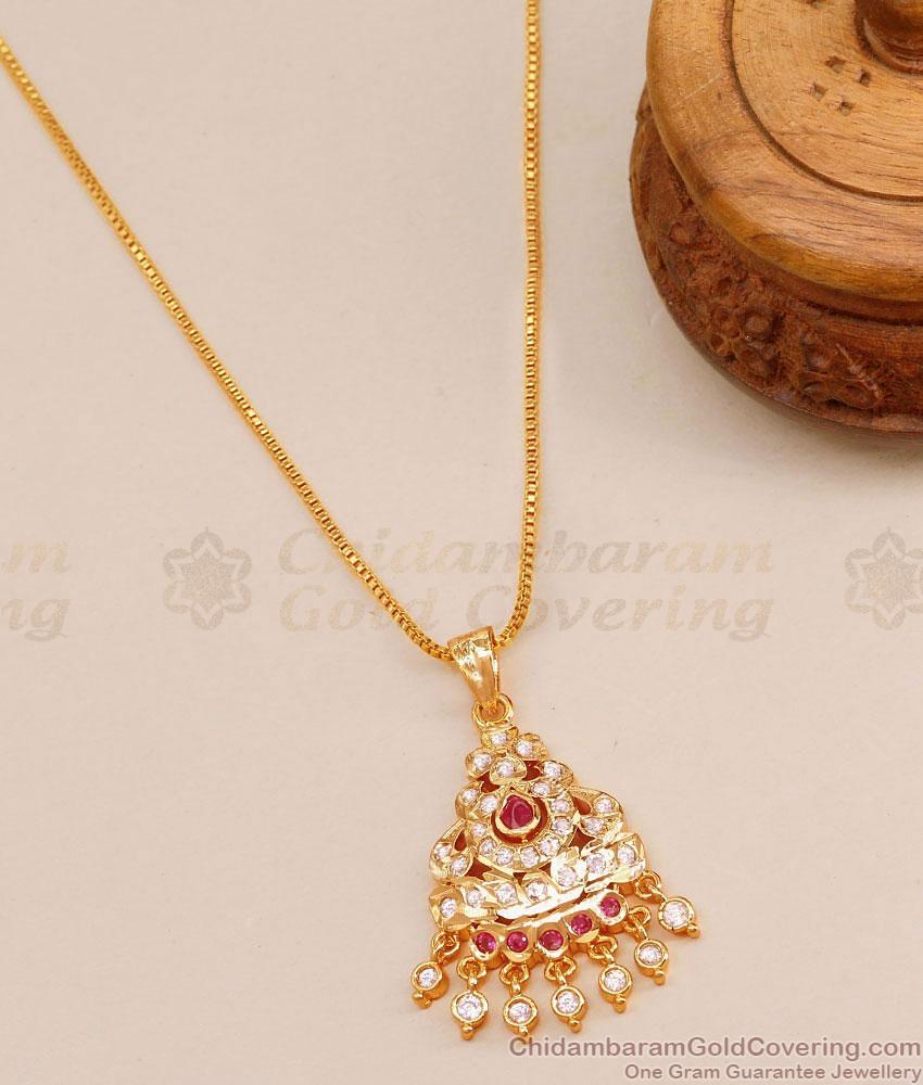 Simple Gold Design Impon Pendant With Thin Gold Chain BGDR1277