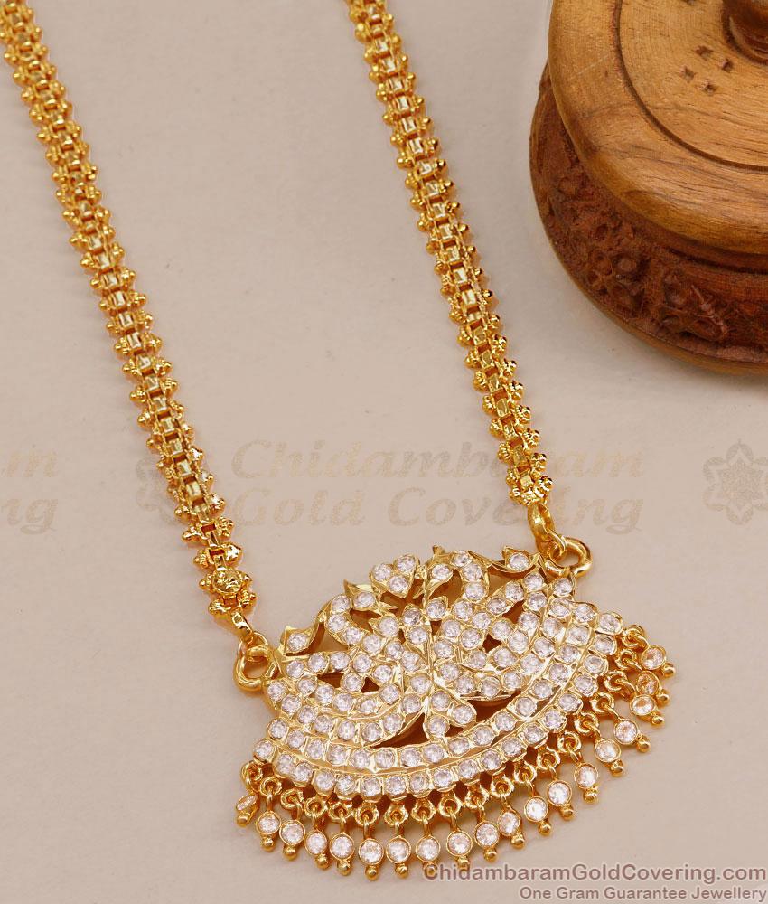 Full White Stone Impon Dollar Swan Design With Chain BGDR1282