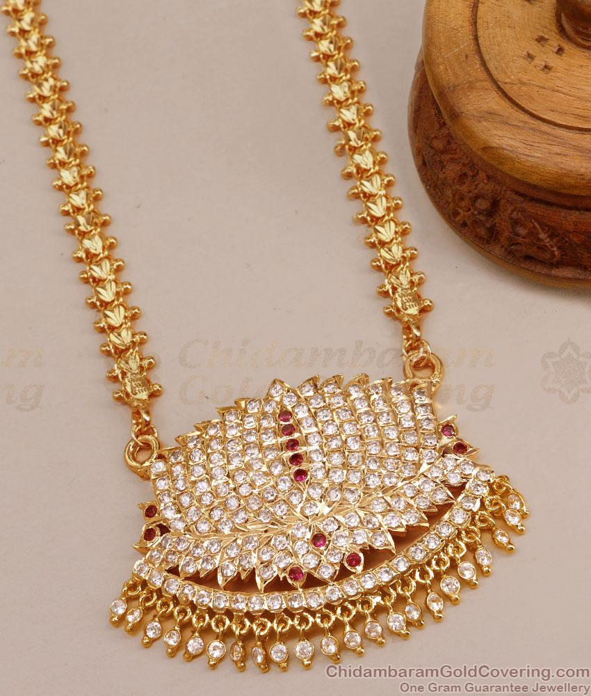 30 Inch Long Big Lotus Impopn Dollar Gati Stone Design With Heart Chain BGDR1288-Lg