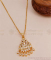 Regular Use White Stone Impon Pendant Thin Gold Chain Design BGDR1291