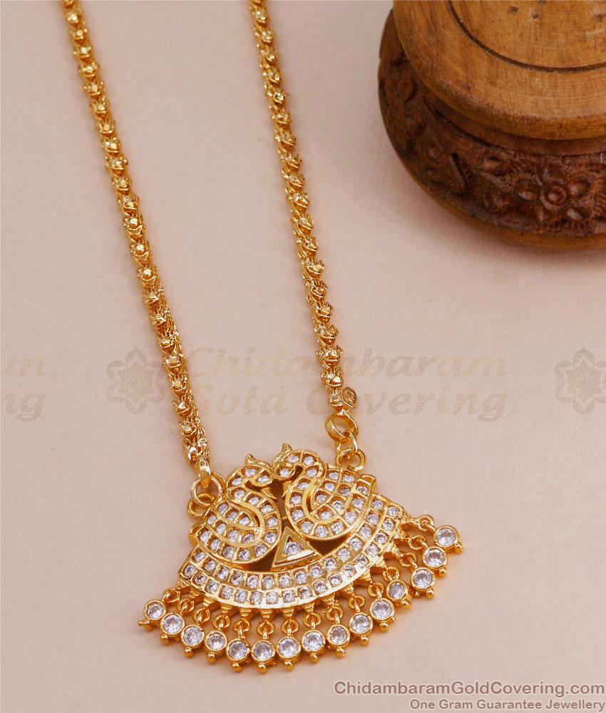 Beautiful White Stone Swan Impon Dollar Sundari Chain Design BGDR1300