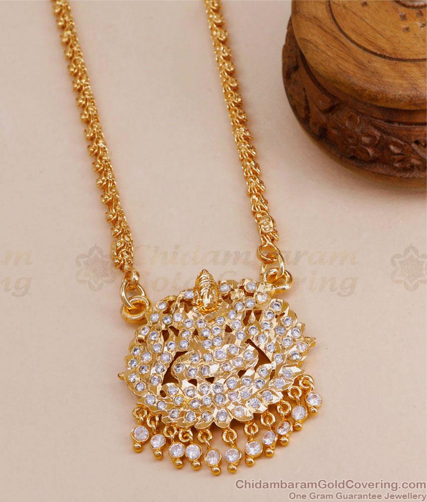 Full White Stone Mahalakshmi Impon Dollar Chain With Price BGDR1304