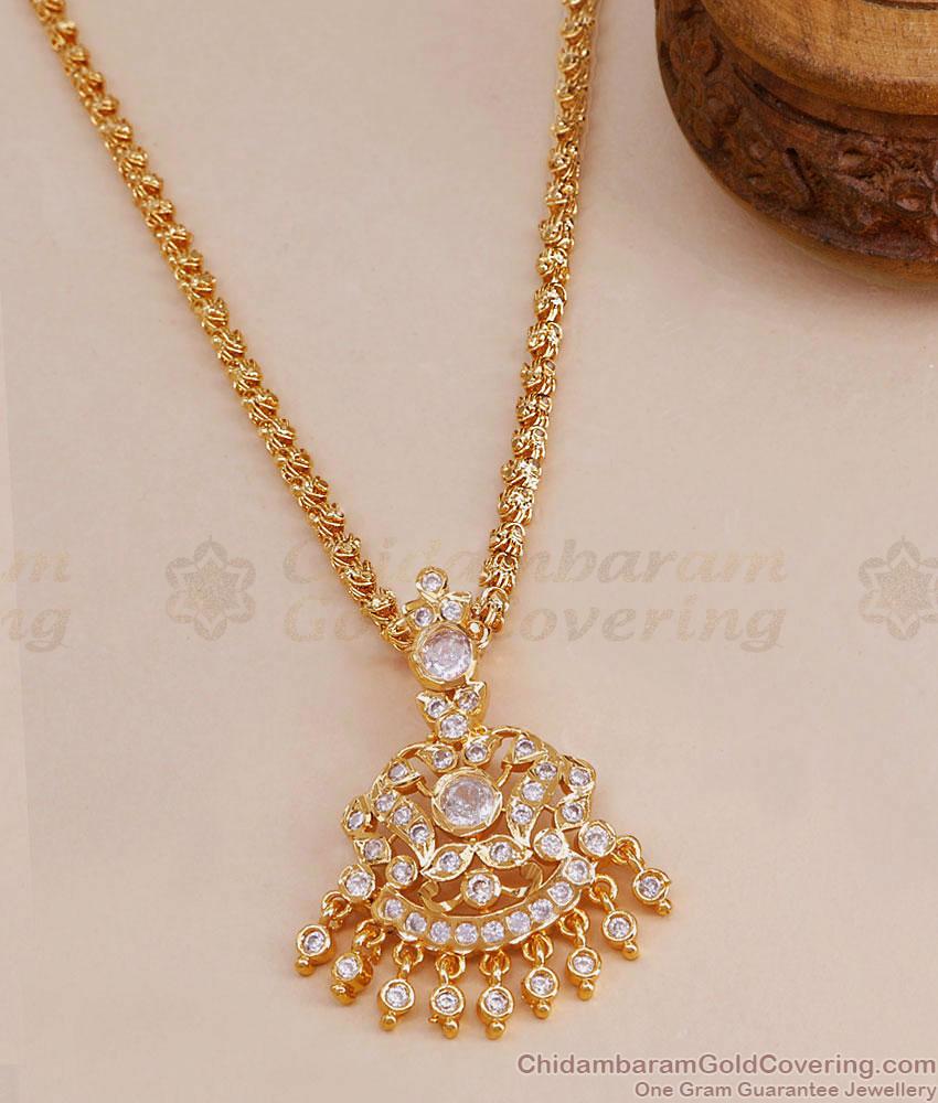 Stylish American Diamond Peacock Pendant Gold Chain 5 Metal Jewelry  BGDR1309