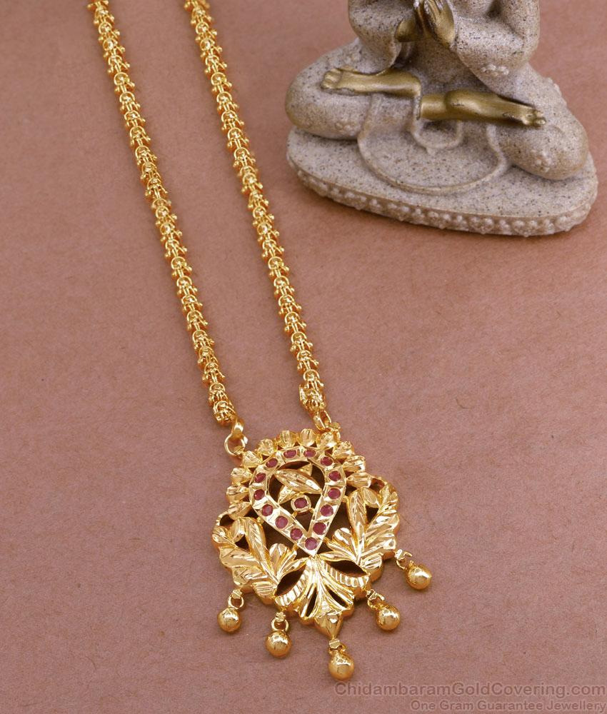 Beautiful Ruby Stone Gold Finish Dollar Chain With Price Online BGDR1311