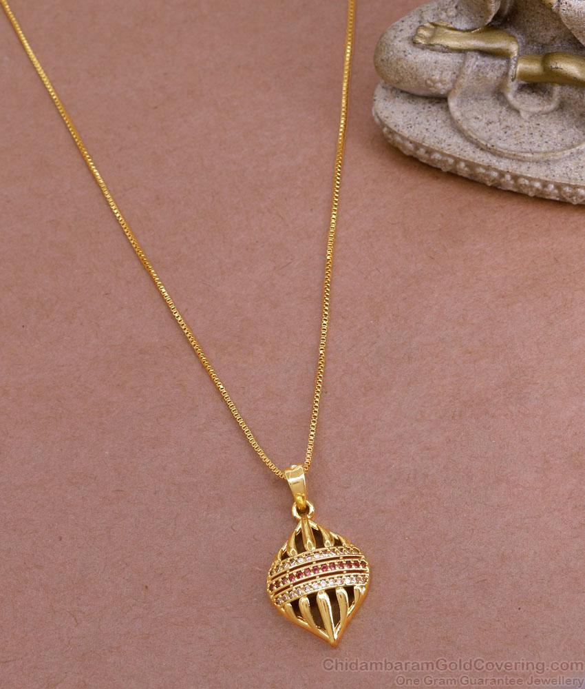 New Gold Design Light Weight Stone Pendant With Long Chain BGDR1319