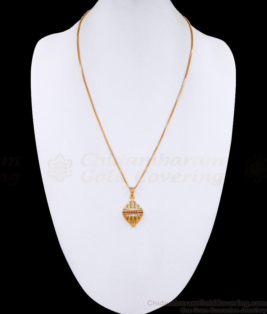 New Gold Design Light Weight Stone Pendant With Long Chain BGDR1319