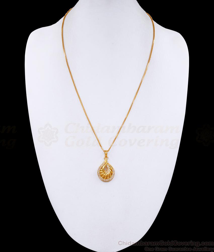 Attractive Mango Design Diamond Pendant Chain For Office Wear BGDR1321