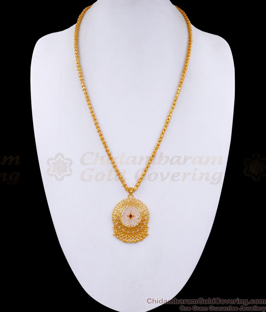 Stylish White Diamond Dollar Gold Chain For Function Wear BGDR1340