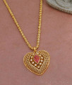 3D Heart Shaped Ruby Stone Gold Pendant Chain For Married Women BGDR1342