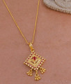 Full Ruby Stone Small Pendant With Gold Plated Thin Chain BGDR1358