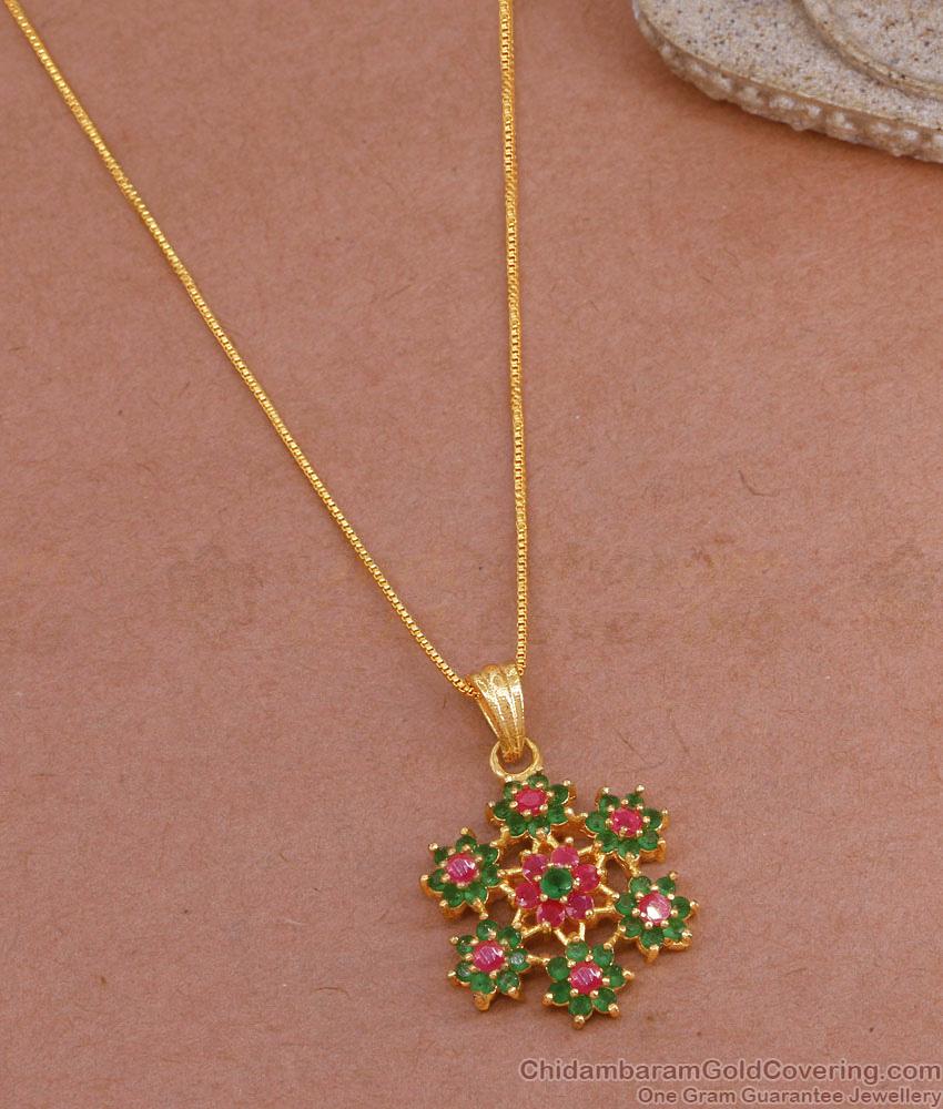 Beautiful Ad Stone Flower Pendant With Gold Chain For College Girls BGDR1360