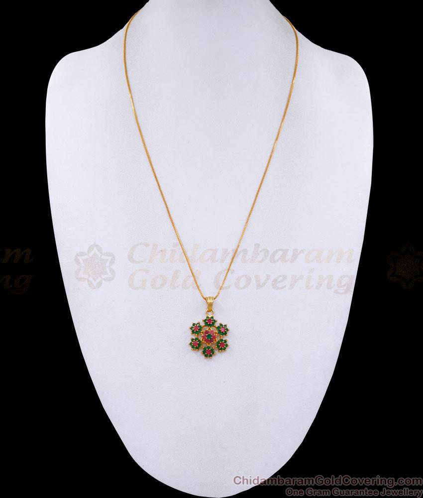 Beautiful Ad Stone Flower Pendant With Gold Chain For College Girls BGDR1360