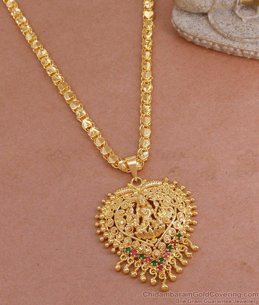 Thick Gold Plated Heat Chain With Lakshmi Dollar For Women BGDR1362