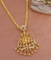 Lord Ram Lakshman Sita Gold Pendant Multi Stone Design With Heart Chain BGDR1363