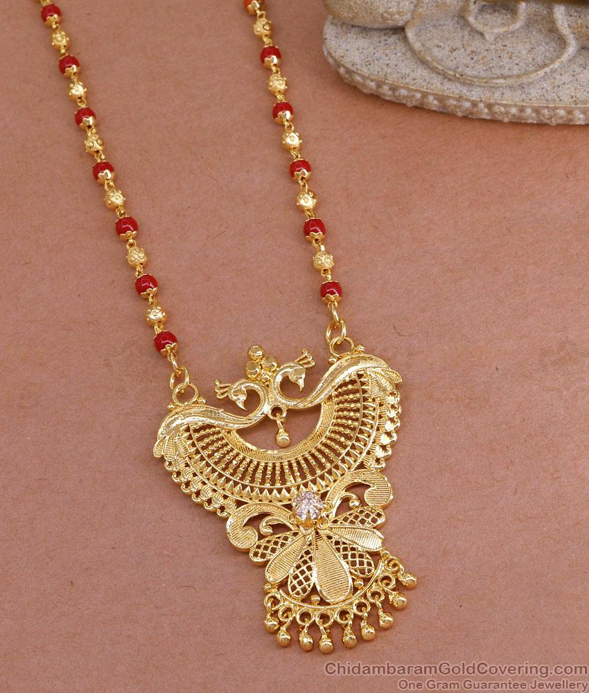 New Arrival Gold Imitation Peacock Pendant Red Coral Chain Online BGDR1365