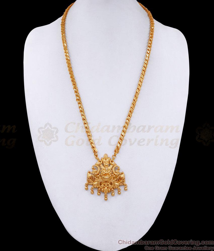 High Quality Micro Gold Plated Lakshmi Peacock Dollar Chain Without Stone BGDR1368