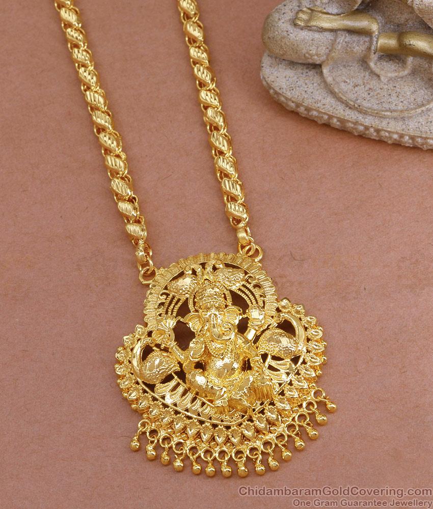 Pure Gold Tone Vinayagar Big Pendant Chain With Price Online BGDR1371