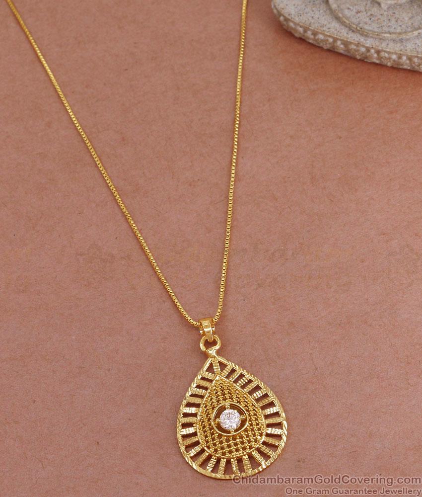 Simple Daily Wear Gold Plated Dollar Chain With White Stone BGDR1374