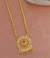 Trendy Micro Gold Plated Ruby Stone Dollar Chain For Women BGDR1386