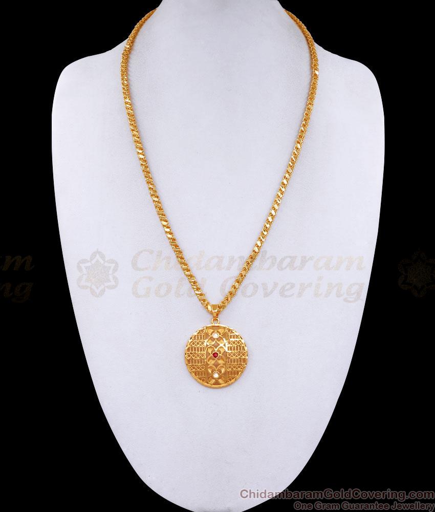 Attractive Ruby White Stone Round Dollar Chain Daily Wear BGDR1392