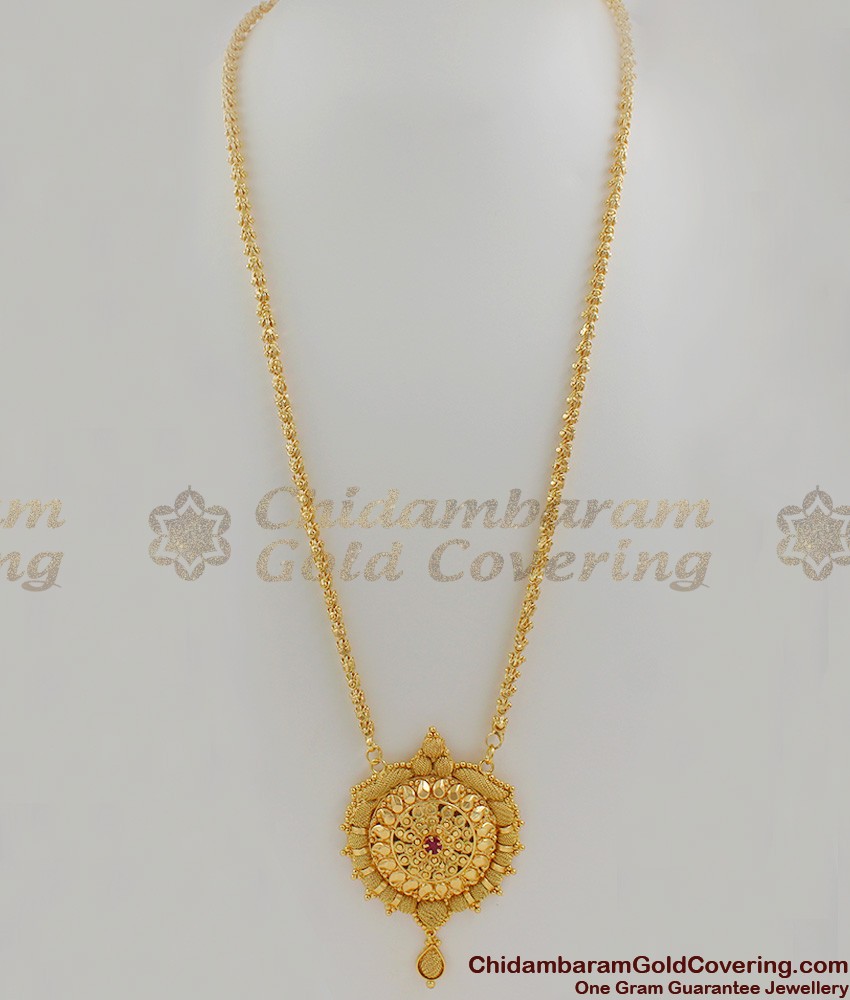 Creative Red Stone Gold Dollar Chain For Ladies BGDR311