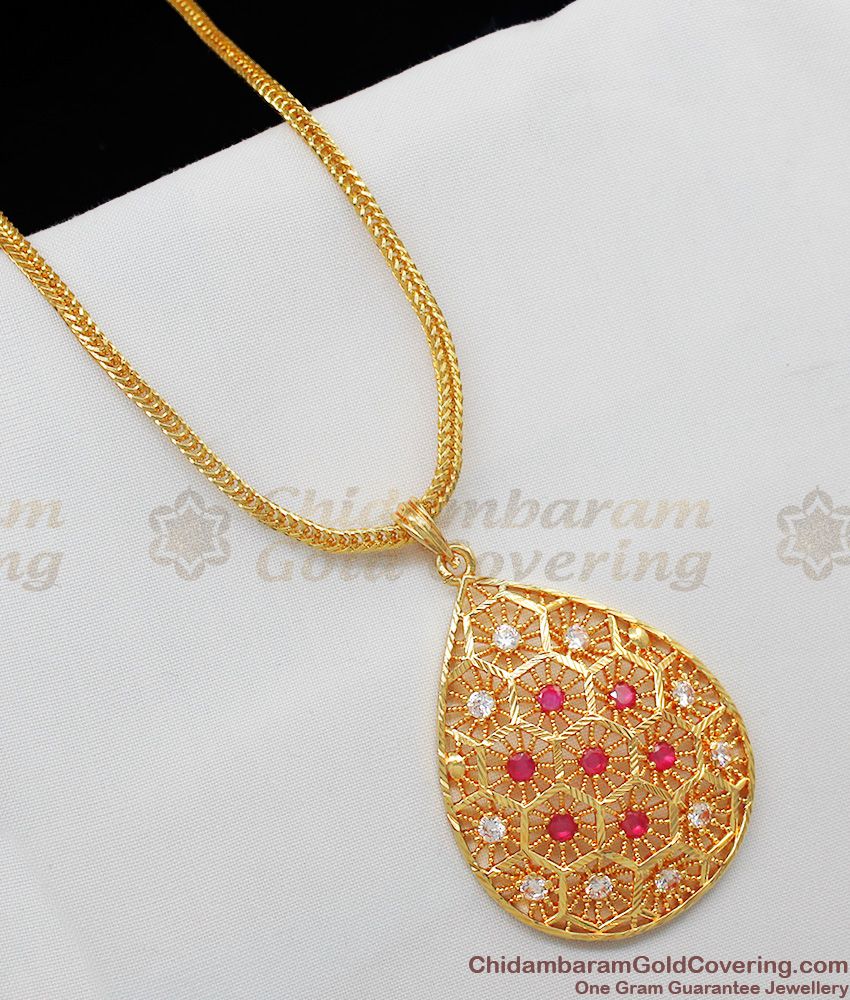 Delightful AD Ruby Stone Gold Pattern Dollar Chain For Wedding Buy Online BGDR323