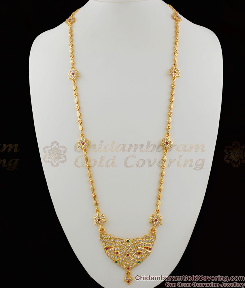 Grand Design Red White Green Stone Impon Gold Dollar Chain Traditional Collection BGDR368