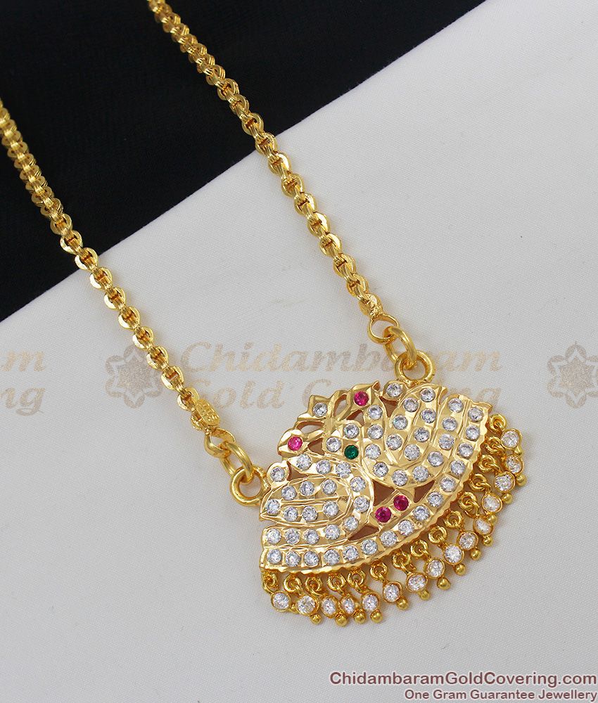 Premium Multi Color Stone Impon Swan Dollar Chain Gold Imitation Jewelry BGDR372