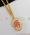 Medium Size Om Gold Impon Multi Stones Dollar With Thick Chain For Womens BGDR398