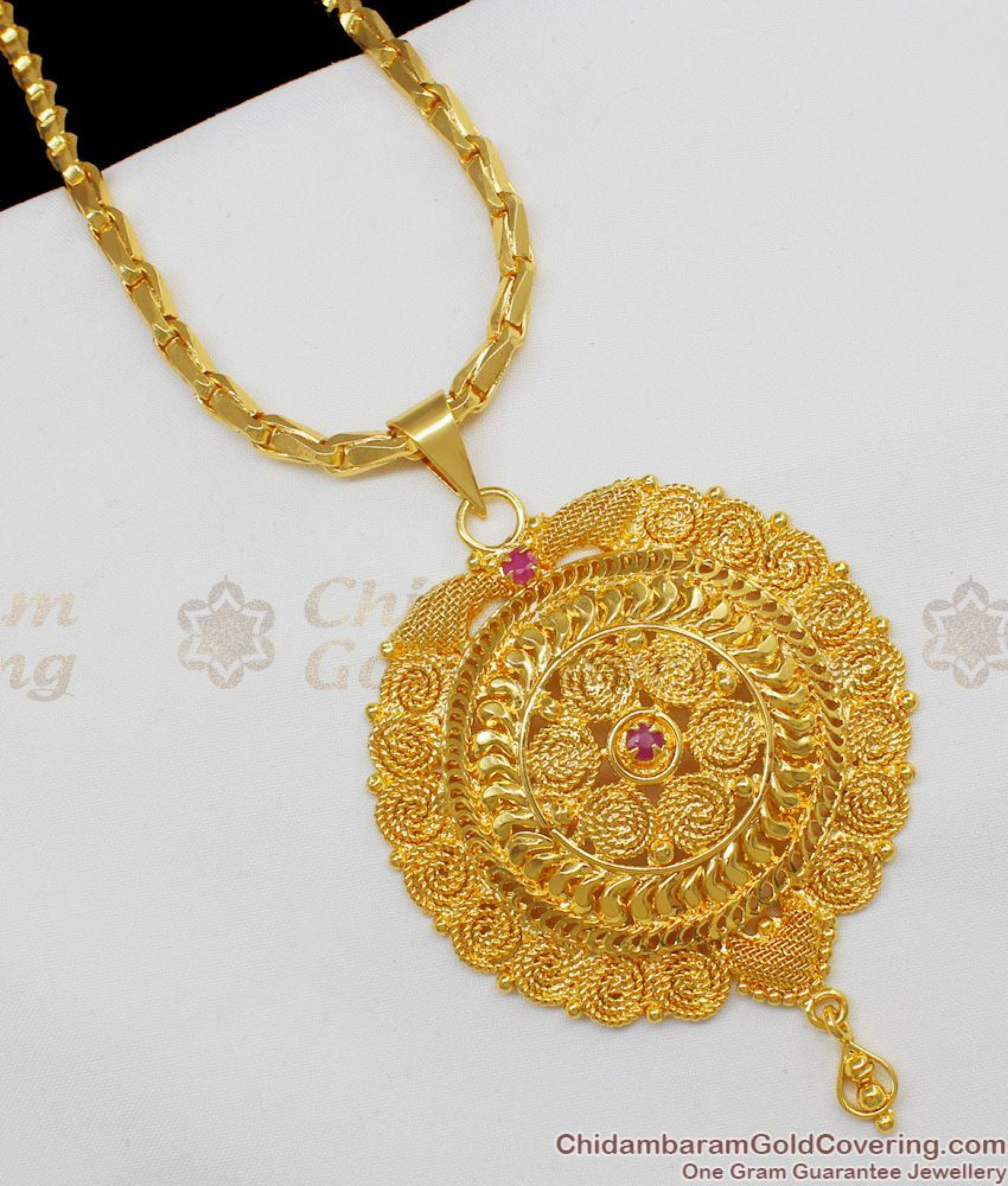Kerala Traditional Pattern Ruby Stone Gold Inspired Big Dollar Wheat ...